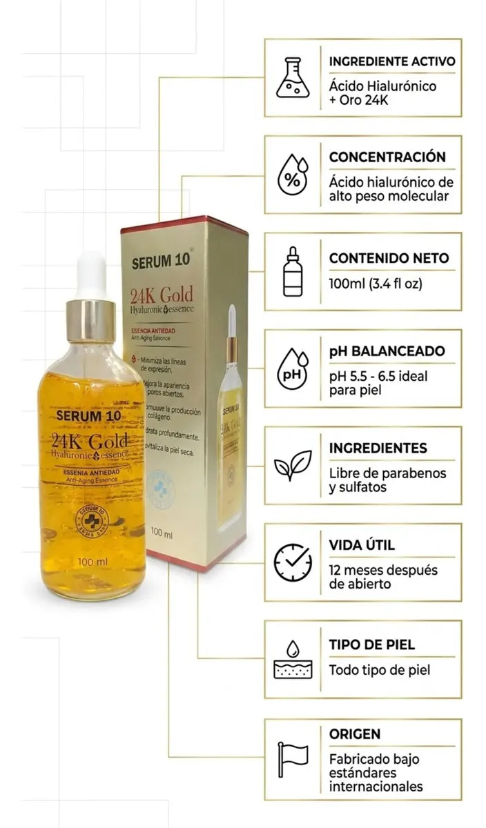 Combo Sérum 10 Limpiador Aclarante + Sérum 24K Gold